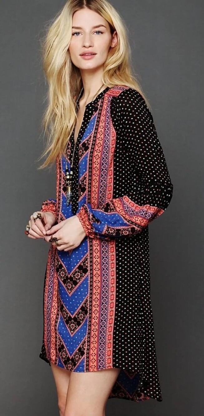Free People Peacemaker Black Floral Mini Dress Small